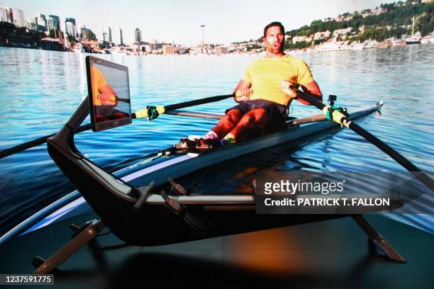 Hydrow rowing machine is displayed during the Consumer Electronics Show on January 7, 2022 in Las Vegas, Nevada. - Interactive comment sections and...