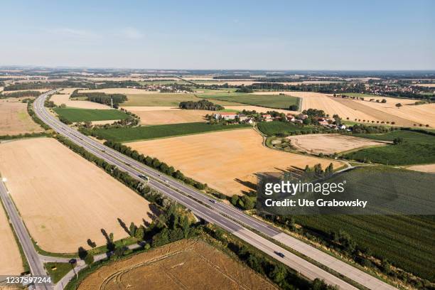 Aerial photograph of the landscapeon July 30, 2021 in Groeditz, Germany.