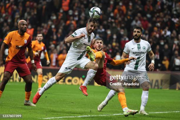 Halil Ibrahim Dervisoglu of Galatasay in action against Sergio Junior of GZT Giresunspor during Turkish Super Lig match between Galatasaray and GZT...