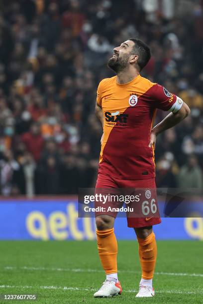 Arda Turan of Galatasay gestures during Turkish Super Lig match between Galatasaray and GZT Giresunspor at Nef Stadium in Istanbul, Turkiye on...