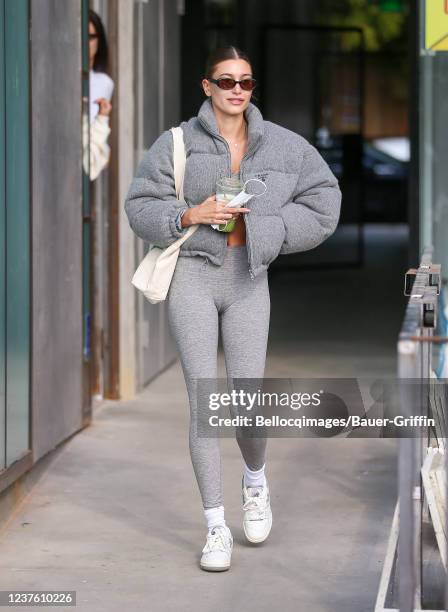 Hailey Bieber is seen on January 08, 2022 in Los Angeles, California.