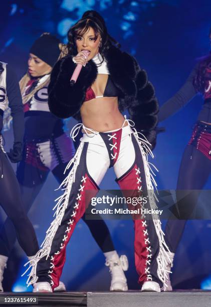 Doja Cat performs during the 2022 College Football Playoff Concert Series at Monument Circle on January 8, 2022 in Indianapolis, Indiana.