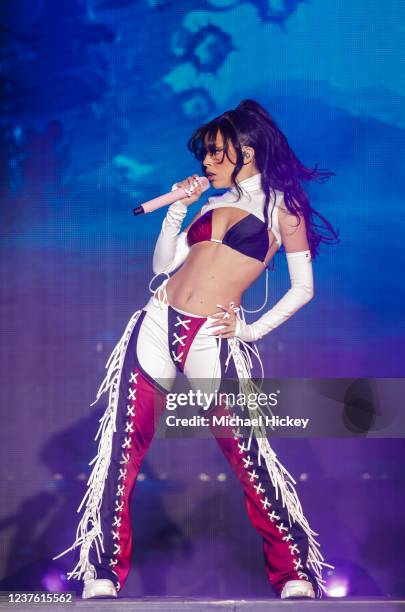 Doja Cat performs during the 2022 College Football Playoff Concert Series at Monument Circle on January 8, 2022 in Indianapolis, Indiana.