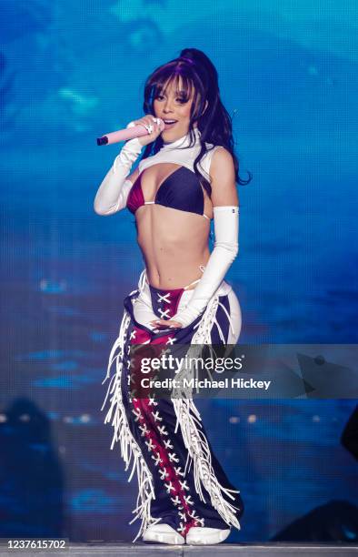 Doja Cat performs during the 2022 College Football Playoff Concert Series at Monument Circle on January 8, 2022 in Indianapolis, Indiana.