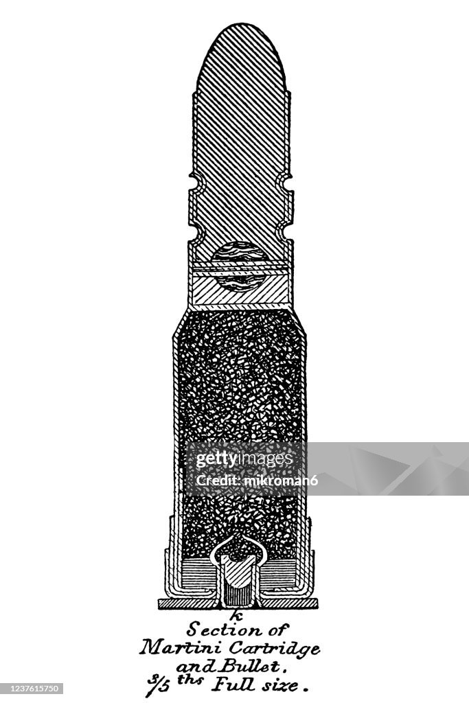 Musket Shell Old Engraved Illustration Of Musket Mortal And Shell High-Res Stock ...