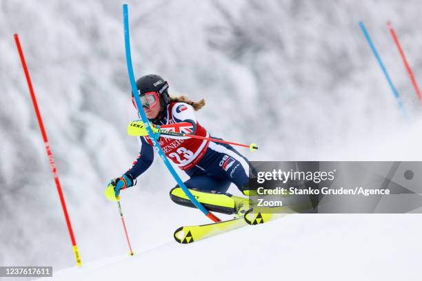 Charlie Guest of Team Great Britain competes during the Audi FIS Alpine Ski World Cup Women's Slalom on January 9, 2022 in Kranjska Gora Slovenia.