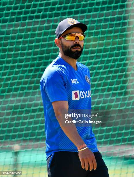 Virat Kohli of India during the Indian national cricket team training session at Six Gun Grill Newlands on January 09, 2022 in Cape Town, South...