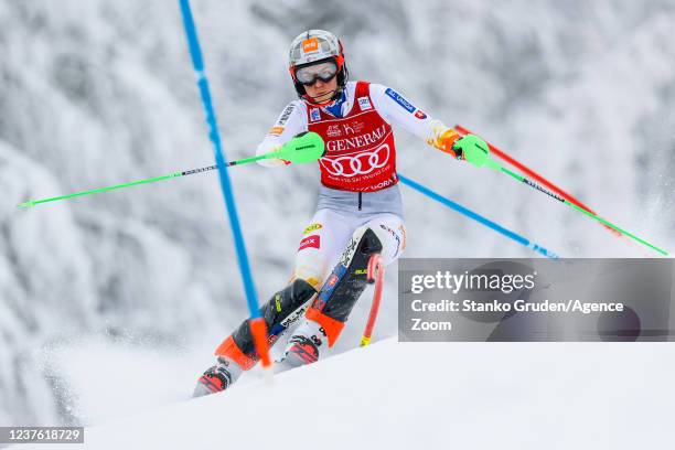 Petra Vlhova of Team Slovakia competes during the Audi FIS Alpine Ski World Cup Women's Slalom on January 9, 2022 in Kranjska Gora Slovenia.