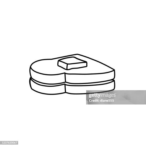 toast with butter breakfast icon in thin line style - buttered toast stock illustrations