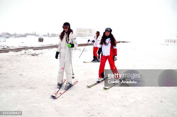 From the ski center established in Guzeltepe village, in Turkiye's Mus on January 09, 2022. The ski center started to host ski lovers after a...