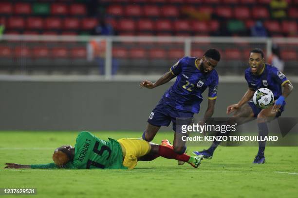 Cape Verde's defender Jeffry Fortes is tackled by Ethiopia's defender Aschalew Tamene during the Group A Africa Cup of Nations 2021 football match...