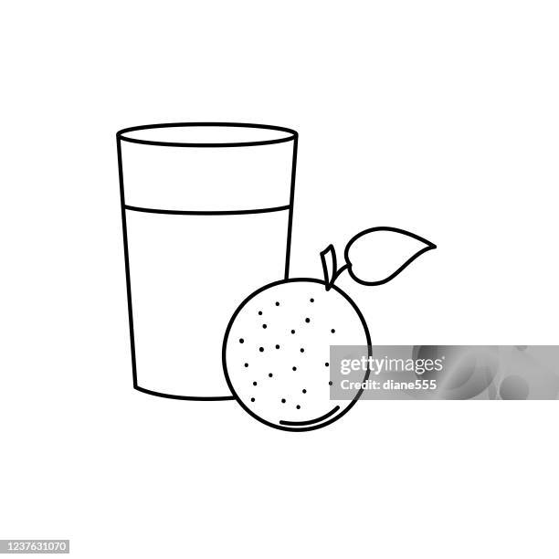 orange juice breakfast icon in thin line style - orange juice stock illustrations