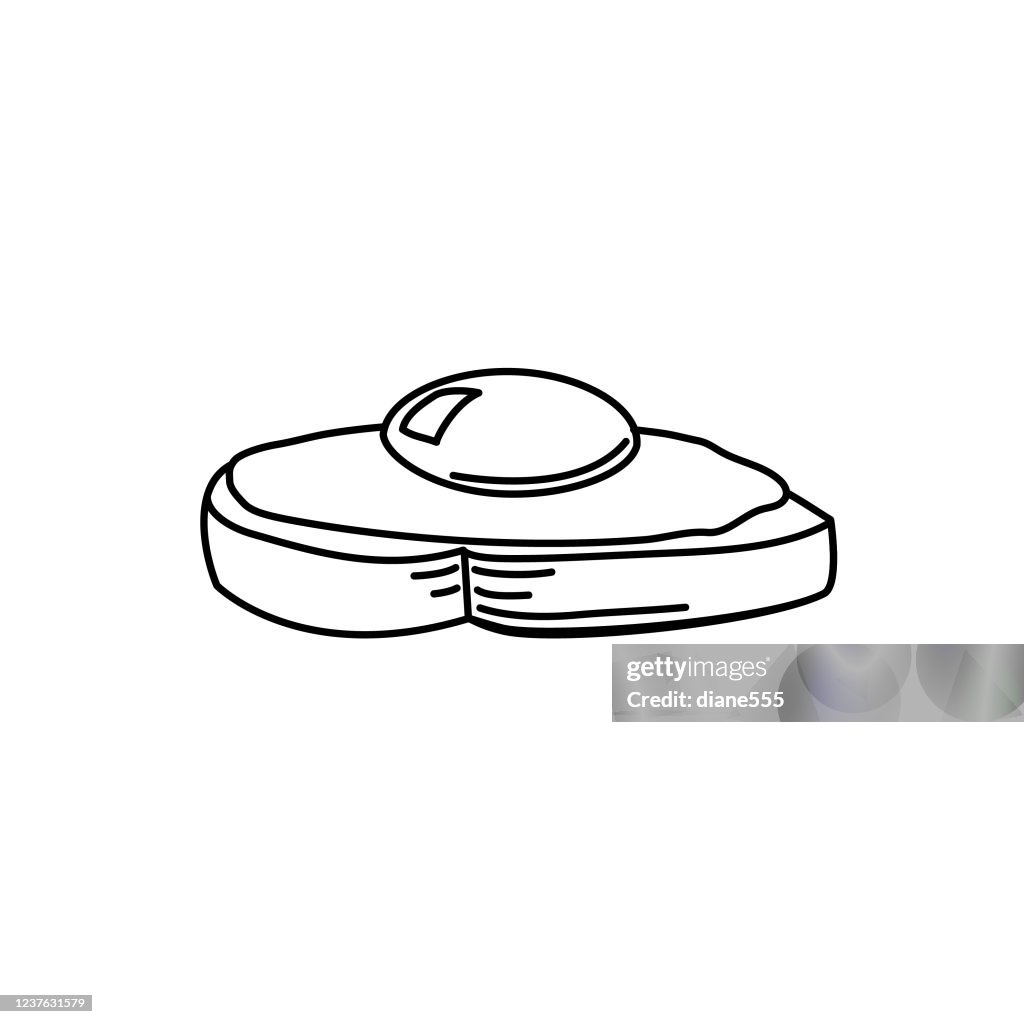 Poached Egg On Toast Breakfast icon In Thin Line Style