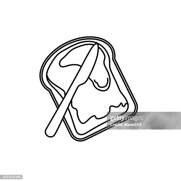 ilustrações de stock, clip art, desenhos animados e ícones de toast with jam breakfast icon in thin line style - bread