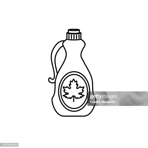 maple syrup breakfast icon in thin line style - maple syrup bottle stock illustrations