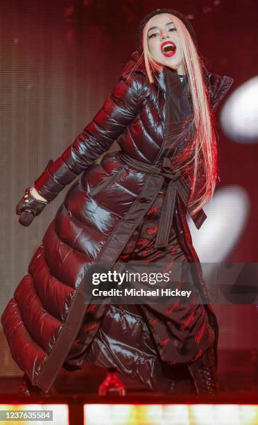 Ava Max performs during the 2022 College Football Playoff Concert Series at Monument Circle on January 9, 2022 in Indianapolis, Indiana.