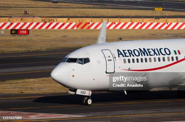 An Aeromexico Boeing 737 is seen at Terminal 2 of Benito Juarez International Airport, in Mexico City, Mexico on January 09, 2022. Several flights...