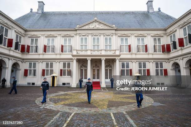 Preparations are being made in the run-up to the inauguration of the new Mark Rutte's IV cabinet on the platform at Noordeinde Palace, in The Hague,...