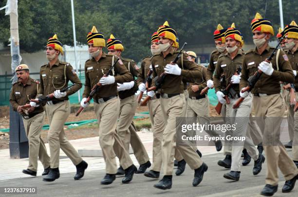 Indian military take part in a rehearsal before the Republic Day parade, the largest festival in the country celebrated every year on January 26 at...
