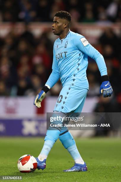 Brice Samba of Nottingham Forest during the Emirates FA Cup Third Round match between Nottingham Forest and Arsenal at City Ground on January 9, 2022...