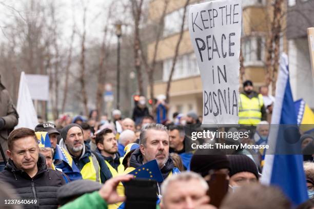 BosniaHerzegovina diaspora organizes protests for peace in BiH on January 10, 2022 in Brussels, Belgium. The organizers invited BiH citizens to go...