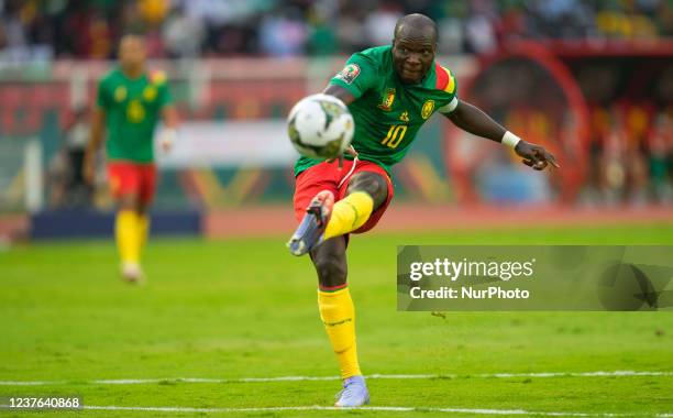Vincent Aboubakar of Cameroon during Cameroon against Burkina Faso, African Cup of Nations, at Paul Biya Stadium on January 9, 2022.