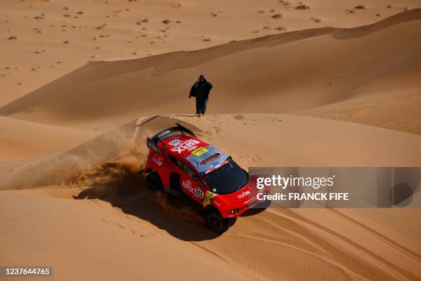 Argentinian driver Orlando Terranova and co-driver Daniel Oliveras Carreras of Spain compete during the Stage 8 of the Dakar Rally 2022 between...