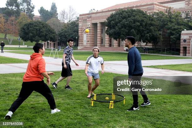 Santa Cruz student Brandon Miao from left, California State University Maritime Academy student Robbie Giraudo UCLA student Kinnan Wong and Berkelee...