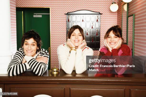 Film director Valerie Donzelli with the actors Virginie Ledoyen and Clothilde Hesme are photographed for Paris Match on November 23, 2021 in Paris,...