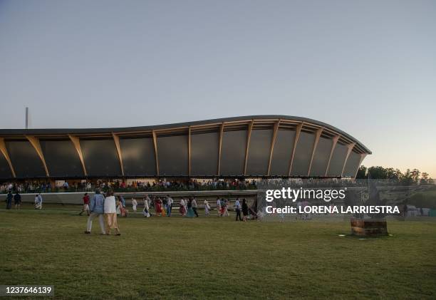 People visit the Atchugarry Museum of Contemporary Art at the Pablo Atchugarry Foundation sculpture park in Manatiales, Maldonado Departament, on...