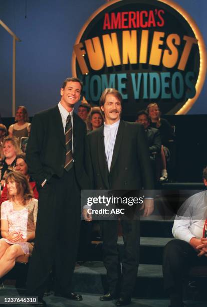 Los Angeles, CA Bob Saget, Jeff Foxworthy appearing on the ABC tv series 'America's Funniest Home Videos'.