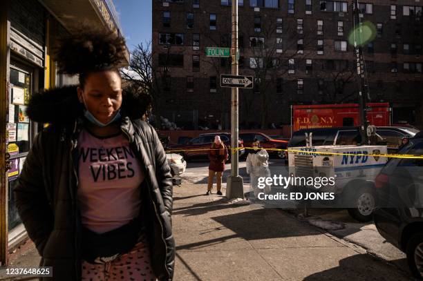 General view shows an apartment building the day after a deadly fire in the Bronx, New York on January 10, 2022. - New York City officials on January...