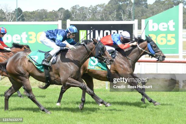 Panama Papers ridden by Teodore Nugent wins the bet365 Racing Refunds BM58 Handicap at Kilmore Racecourse on January 11, 2022 in Kilmore, Australia.