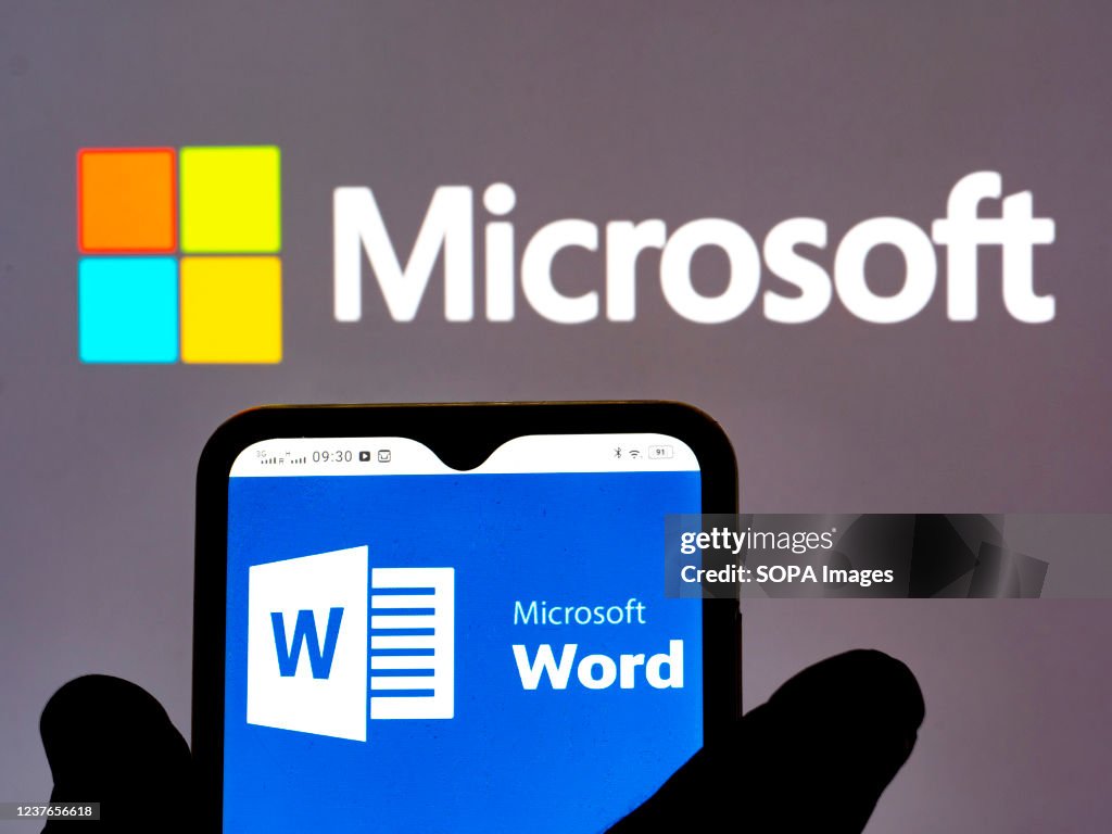 In this photo illustration, Microsoft Word logo seen...