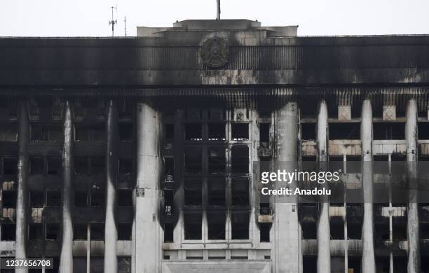 View of the damage aftermath of protests in Almaty of Kazakhstan, on January 11, 2022.