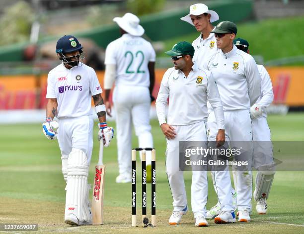 Virat Kohli of India given not out during day 1 of the 3rd Betway WTC Test match between South Africa and India at Six Gun Grill Newlands on January...