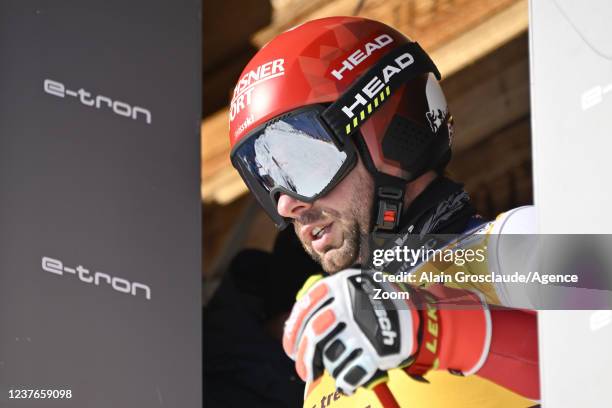 Beat Feuz of Team Switzerland takes 2nd place during the Audi FIS Alpine Ski World Cup Men's Downhill Training on January 11, 2022 in Wengen...