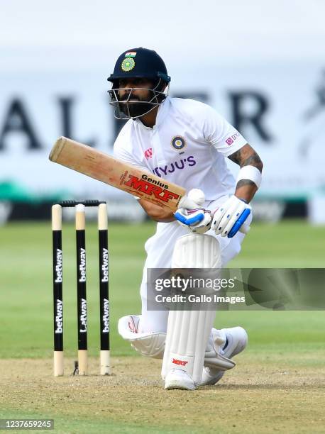 Virat Kohli of India during day 1 of the 3rd Betway WTC Test match between South Africa and India at Six Gun Grill Newlands on January 11, 2022 in...