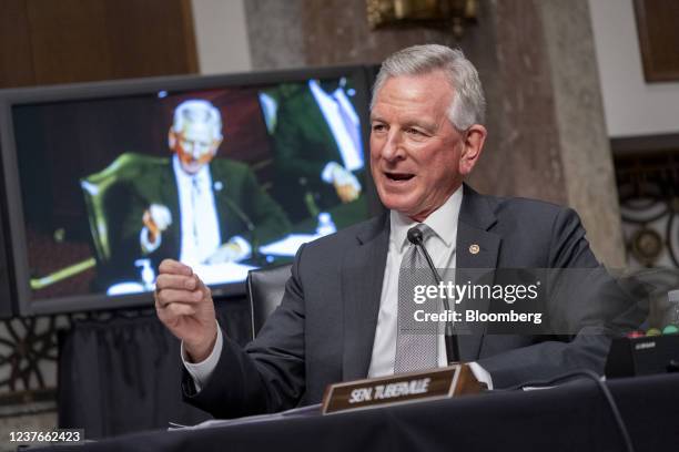 Senator Tommy Tuberville, a Republican from Alabama, speaks during a Senate Health, Education, Labor, and Pensions Committee hearing in Washington,...