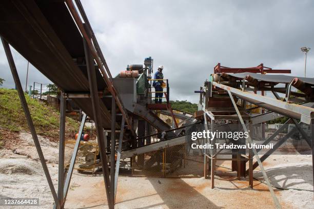 Worker on the grinding mill installed at Arcadia Lithium Mine on January 11, 2022 in Goromonzi, Zimbabwe. Last month, the Chinese firm Zhejiang...