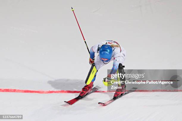 Mikaela Shiffrin of Team United States takes 1st place during the Audi FIS Alpine Ski World Cup Women's Slalom on January 11, 2022 in Schladming...