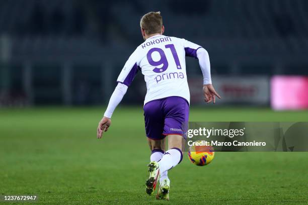 Aleksandr Kokorin of Acf Fiorentina in action during the Serie A match between Torino Fc and Acf Fiorentina. Torino Fc wins 4-0 over Acf Fiorentina.