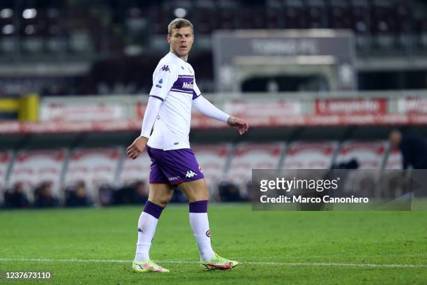 Aleksandr Kokorin of Acf Fiorentina looks on during the Serie A match between Torino Fc and Acf Fiorentina. Torino Fc wins 4-0 over Acf Fiorentina.