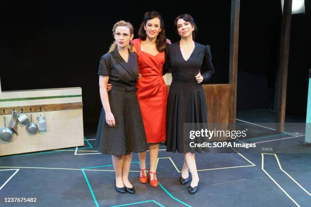 Ana Turpin, Alicia Cabrera and Alicia Montesquiu attend the presentation of the premiere of 'Las hermanas de Manolete', at the Centro Cultural de la...