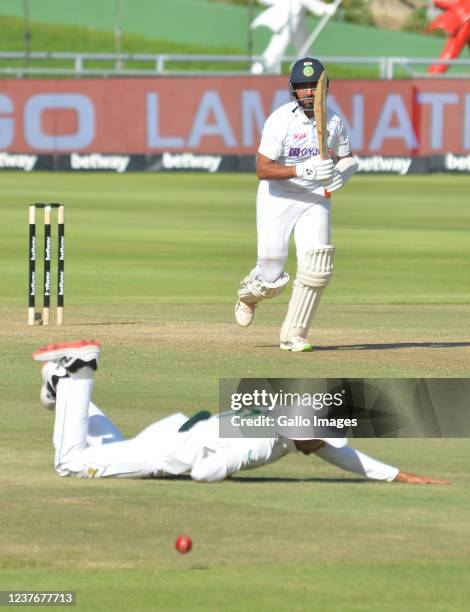 Cheteshwar Pujara of India during day 2 of the 3rd Betway WTC Test match between South Africa and India at Six Gun Grill Newlands on January 12, 2022...