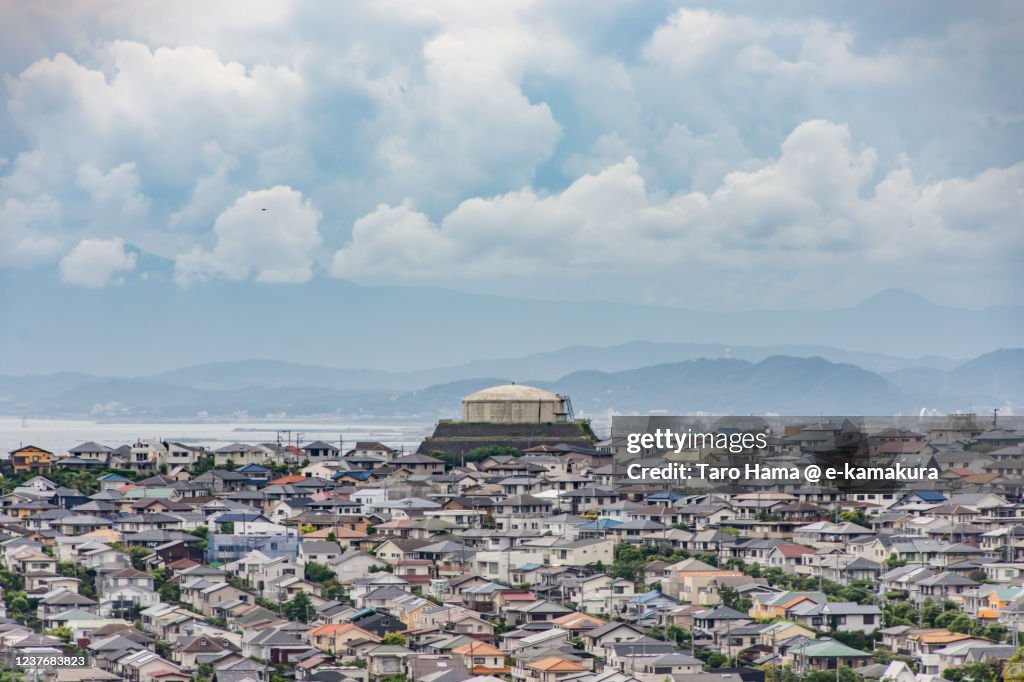 Rainy clouds on the residential district by the sea in Kanagawa prefecture of Japan