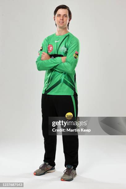 Patrick Rowe poses during the Melbourne Stars Big Bash League headshots session on January 13, 2022 in Melbourne, Australia.