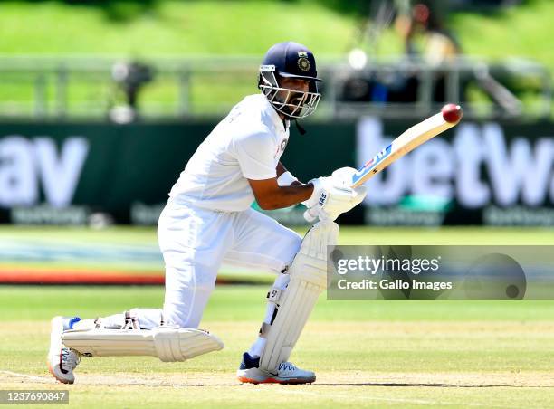 Ajinkya Rahane of India during day 3 of the 3rd Betway WTC Test match between South Africa and India at Six Gun Grill Newlands on January 13, 2022 in...