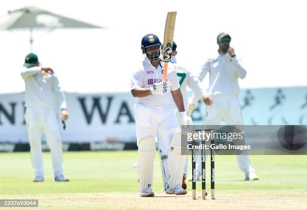 Rishabh Pant of India celebrate scoring a half century during day 3 of the 3rd Betway WTC Test match between South Africa and India at Six Gun Grill...