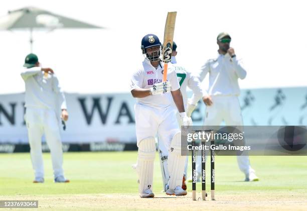 Rishabh Pant of India celebrate scoring a half century during day 3 of the 3rd Betway WTC Test match between South Africa and India at Six Gun Grill...